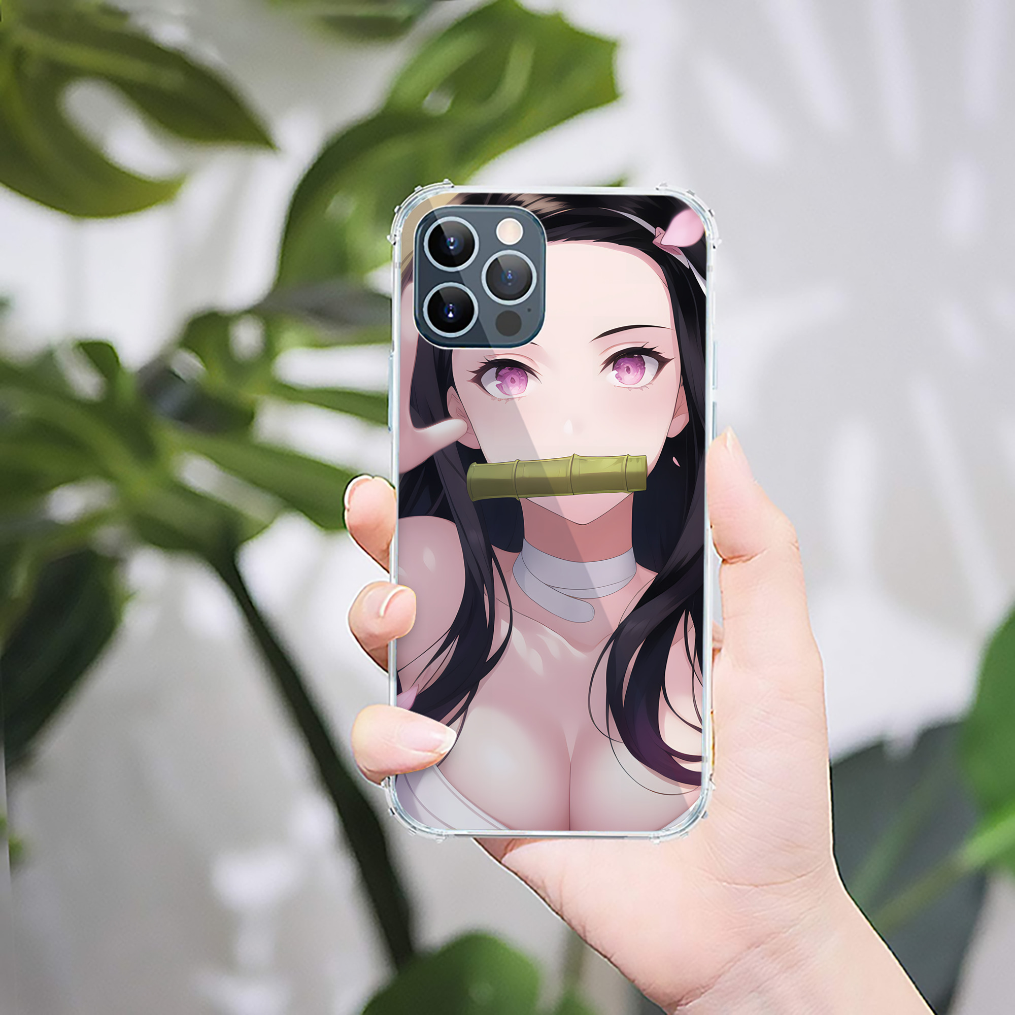 （画像用） 鬼滅の刃（きめつのやいば）竈門 禰󠄀豆子／かまど ねずこ Kamado Nezuko 【iPhone 12シリーズ対応】透明スマホケース（クリアソフトケース）
